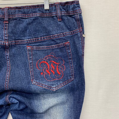 kiabi maman womans SZ 42/44 jeans capri cuff embroidered 40x24