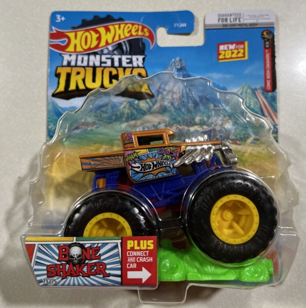 NEW 2022 Hot Wheels Monster Trucks Bone Shaker Comic Book Crushers