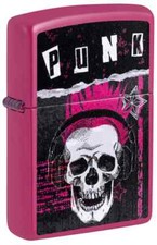 Zippo 46430, Punk Grinning Skull Design, Frequency Finish Lighter, NEW