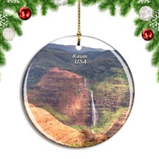 USA America Kauai Hawaii Waterfall Christmas ornament city travel souvenir