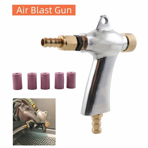 Sandblast Gun Air Sand Blasting Gun + 5x Ceramic Nozzles For Sandblaster Cabinet