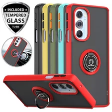 For Motorola Edge Plus 5G UW 2022 Ring Case Stand Clear Back +Tempered Glass