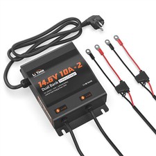 LiTime 12V 14,6V 10A 2-Bank Lithium LiFePO4 Batterieladeger&auml;t IP67 Wasserdichtes