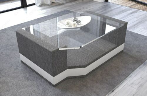 Wohnzimmertisch Couchtisch Design MESSANA Stoff Sofa Tisch Webstoff Polstertisch - Bild 1 von 9