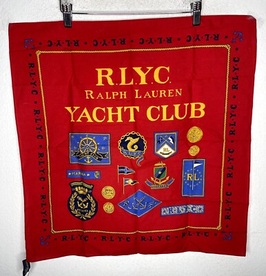 Ralph Lauren Polo Yacht Club Scarf Handkerchief VtG RRL Red Crest Regatta CP93