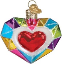 3" Faceted Heart Blown Glass Valentines Decoration or Christmas Ornament 30074