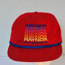 Vintage Raynor Motorsports IndyCar Team Red Strapback Rope Hat Made In USA