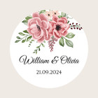 Personalised Wedding Favour Stickers Labels / Sweet Bag / Bag Pink Rose Design