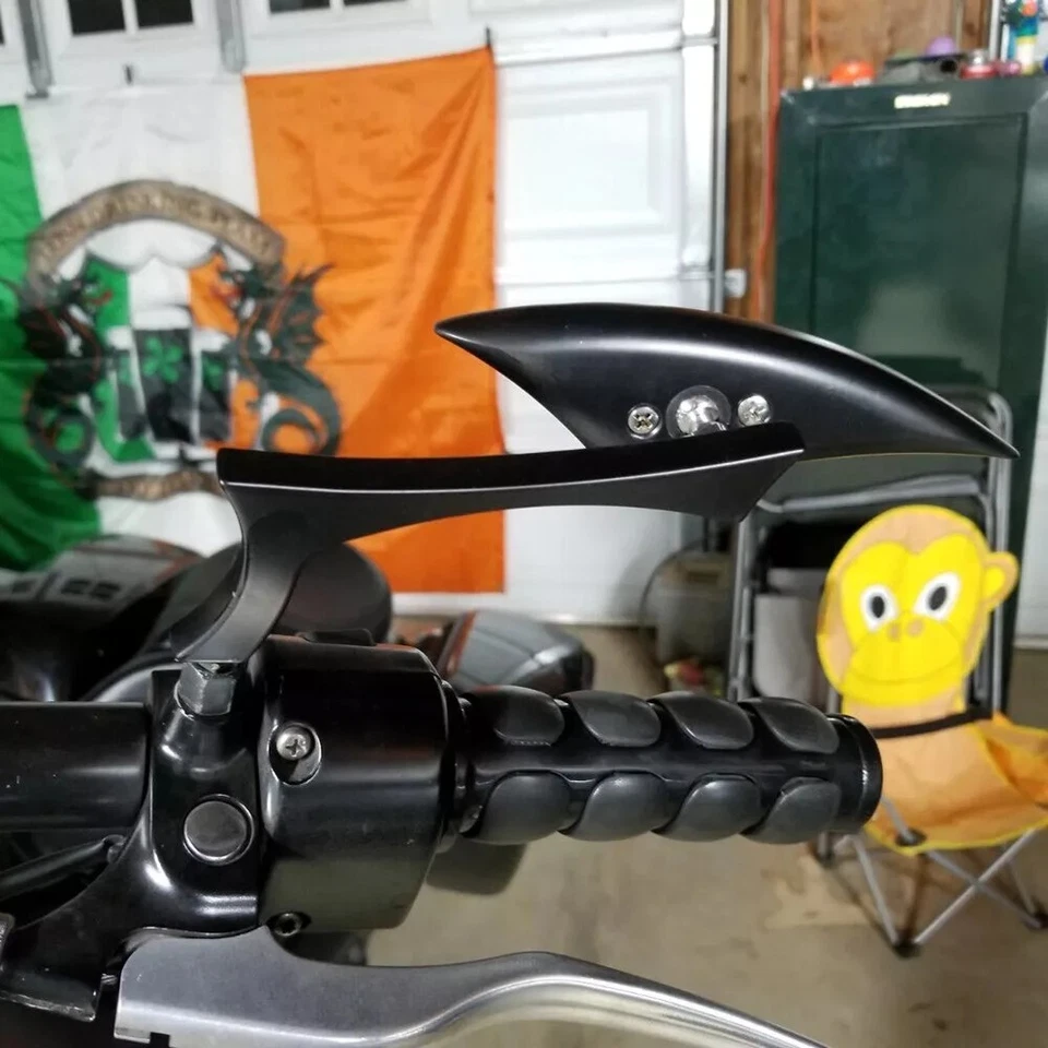 Espejos retrovisores para moto Suzuki Intruder 700 800 1400 1500 hoja negra Foto 4 de 4