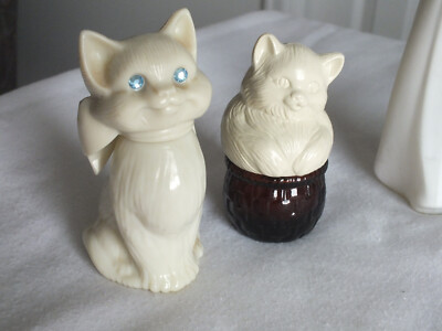 エイボン★コロンボトル★かわいい猫★Sitting Pretty (sit55) Avon 5 CAT bottles figurines cologne vintage Sitting pink and
