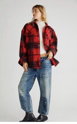 Blazer Zara Lusso En Laine Tartan Bicolore Noir/rouge - Taille XS, Oversized, Occasion Très Bon état