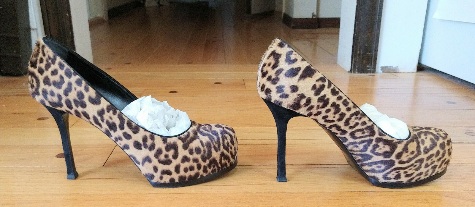 YSL Yves Saint Laurent Tribtoo 80 pompa leopardata TAGLIA 38 5 U.S. Taglia 8 CON SCATOLA