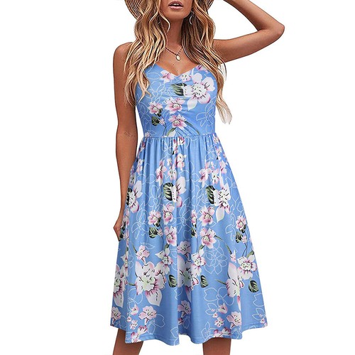 Damen-Midikleid Mit Leopardenmuster Sommer-Böhmisches Strandurlaubskleid | - Picture 16 of 21
