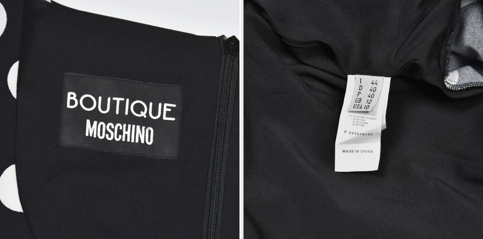 MOSCHINO Boutique Abito Foderato Misto Poliestere A Pois Nero Taglia 40