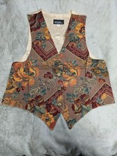 Vintage Nadia Embroidered FLOWERS Tapestry Women's MED Grandmacore Vest NEW v2