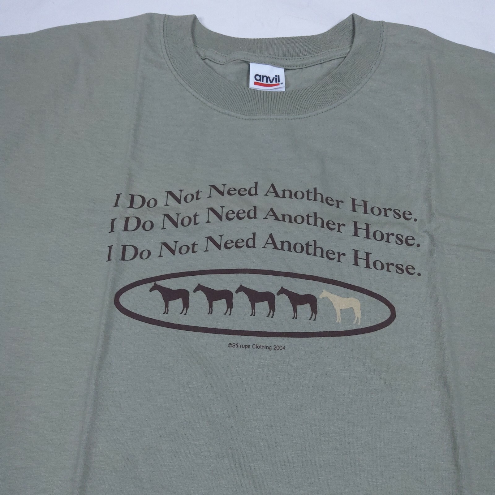 ALTRA I Do Not Need An Other Horse Green Graphic T Shirt Size XL By Envil 2004