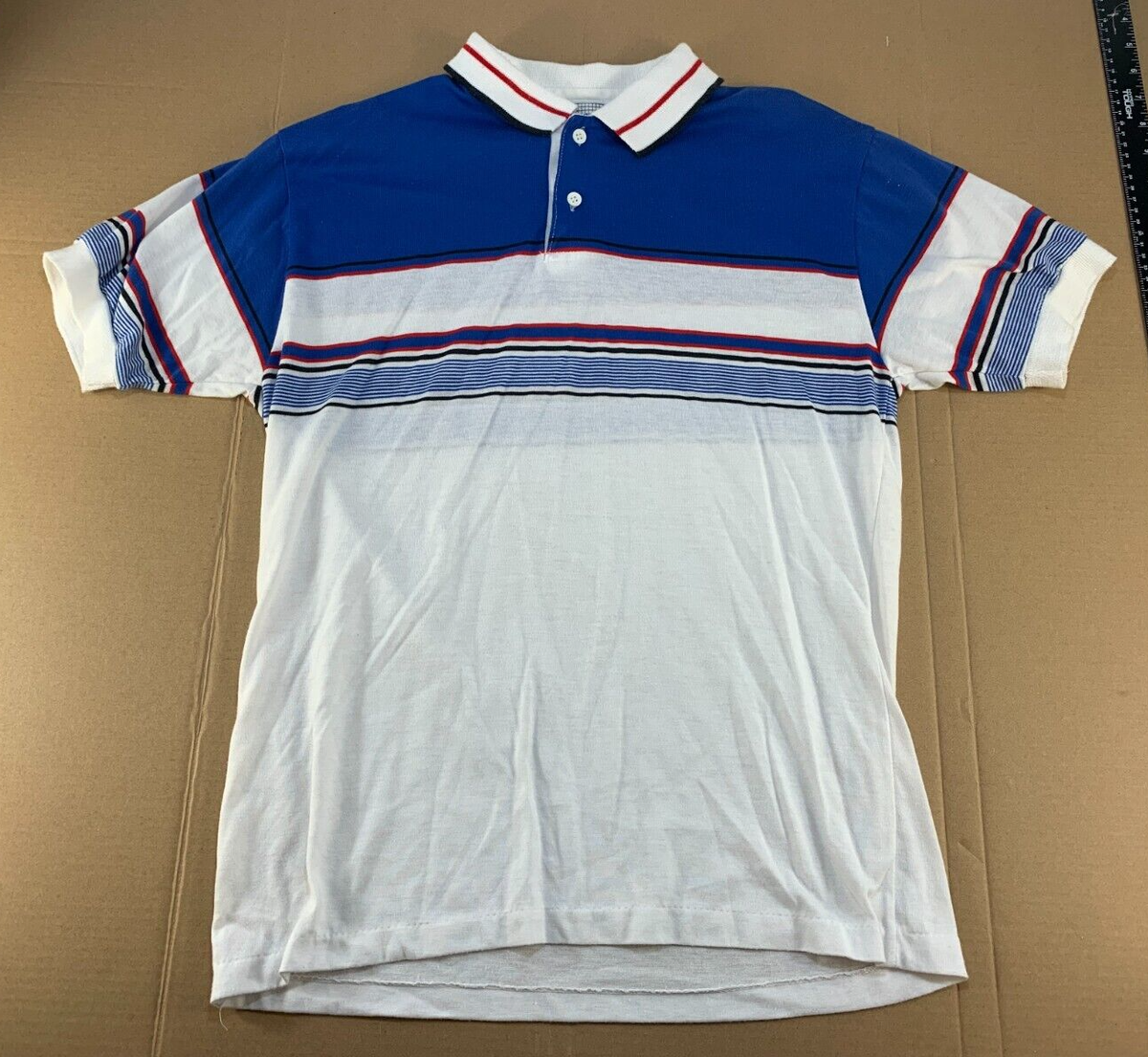 Vintage 70s 80s Stripe Atomic Mod Tennis Polo Shirt Mens Surf Prep Golf  Hippy