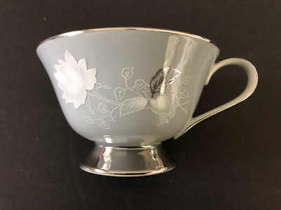 Royal Heritage China Japan RHR6 White Rose & Leaves, Platinum Trim - TEA CUP