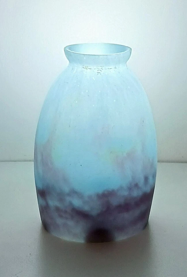 Tulipe ancienne en pâte de verre. Bleu et dégradé. Parfait état.Hauteur: 14,5 cm - Photo 3/4