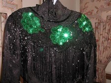 SHAMROCK SHAWL WRAP ST PATRICK'S DAY PARADE SEQUIN GLITTERING IRISH GIFT NEW BLK