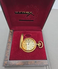 Vintage NOS ARNEX 17J Small Mechanical Pocket Watch 1 7/16" France Original Box