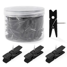 50pcs Black Wooden Push Pin Clips - Cute Decorative Push Pins for Cork Board ...