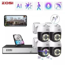 ZOSI 8CH 4K 8CH NVR 5MP Pan-Tilt PoE Security Camera System AI Car/Face Detect