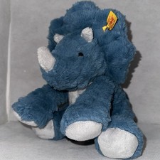Steiff Dixi Blue Triceratops So Soft Cuddly Plush Blue Dinosaur