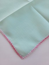 Vintage Ladies Hankie Mint Green With Pink Trim