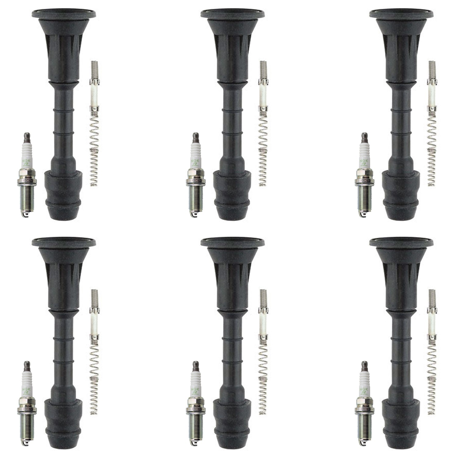 NGK 6 V-Power Spark Plugs  Denso Coil Boots Kit for 350Z FX35 G35 M35 3.5L V6