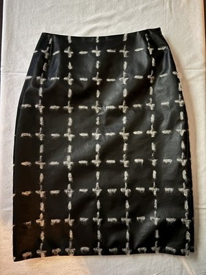 EU36 Annette Gortz Made in Germany Black Square Textured Wool Blend Mini Skirt