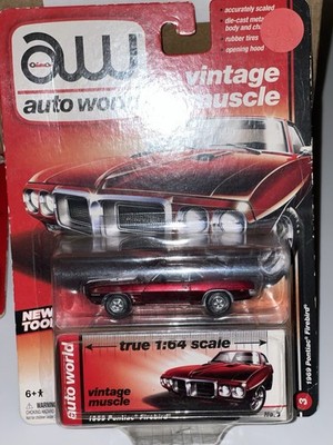 Auto World Vintage 1969 Pontiac Firebird #3 Ultra Red Chase Diecast 1:64