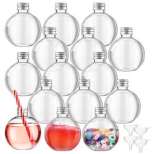15 PCS 6 oz Silver Spherical Plastic Potion Bottles Ball Shape Sand Art