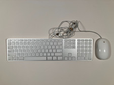 Apple White Aluminum USB Wired Keyboard A1243 and Apple wired Mouse A1152