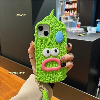 Wacky 3D Bitter Gourd Phone Case Shockproof for iPhone 15 14 13 12 11 Pro Max 