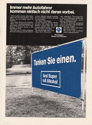 3w28450/ Reklame / Werbung aus 1968   ARAL Super mit Alkohol