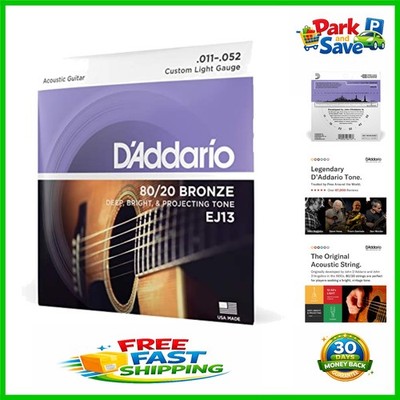 D'Addario EJ13 80/20 Bronze Guitar Strings - High Carbon Performance 11-52