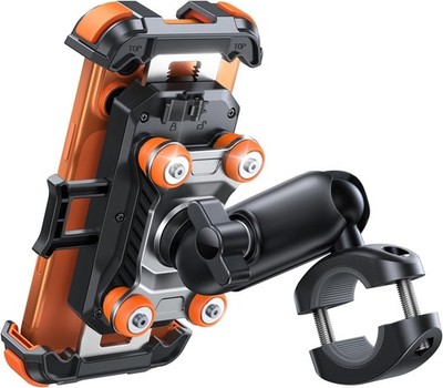 JOYROOM Motorcycle Phone Mount Holder - [Dual Vibration Dampener] Orange