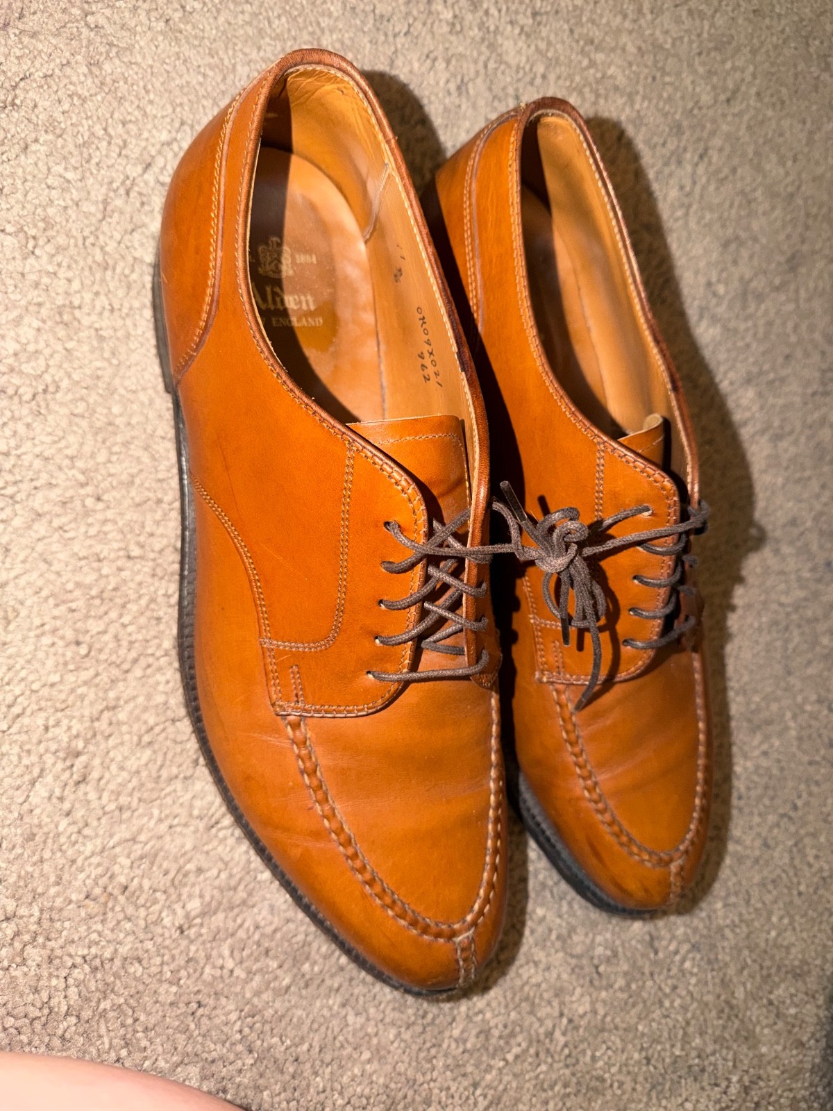 Alden 962 Burnished Tan Calfskin Norwegian Front Blucher