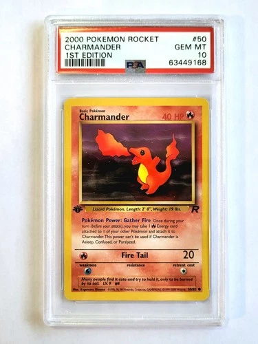 Pokemon PSA 10 GEM MINT 1st Edition 2000 English Team Rocket Charmander #50