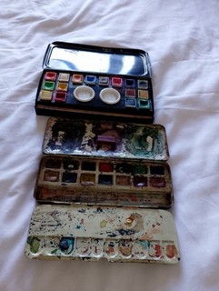 2 Vintage Tins Used Reeves Watercolour Paints In Original Tins See Description