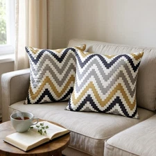 2-Pack 26x26 Inch Decorative Euro Shams Printed Chevron Pillow Covers