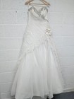 Ronald Joyce Wedding Dress Ivory Beaded Ruffle Lace Strapless Gown UK 14