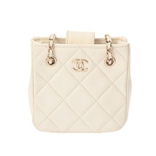 Borsa a tracolla CHANEL Mini ChainShoulder AP2547 Matrasse pelle di agnello bianca da donna