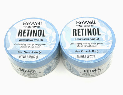 2 Pack BeWell by NatureWell Retinol Cream 8oz Ea Anti Aging Renewing Face&Body