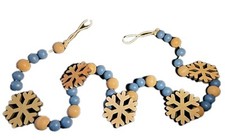 Wooden Blue Bead Snowflake Garland Winter Christmas Home Decor 50"