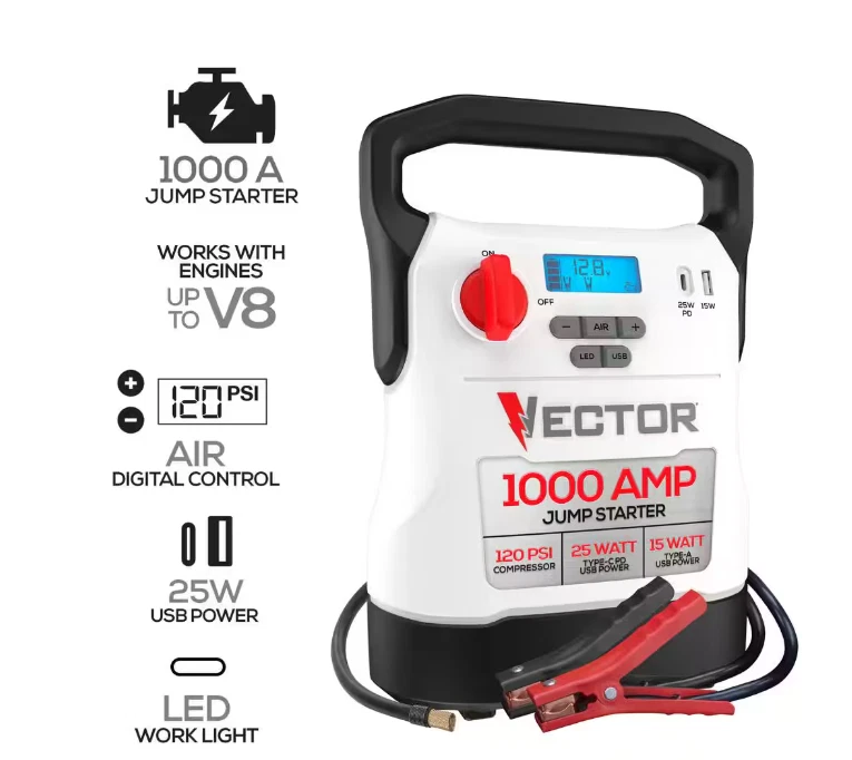 VECTOR 1000 Amp Jump Starter, Compressor, USB Power - Image 3 of 4