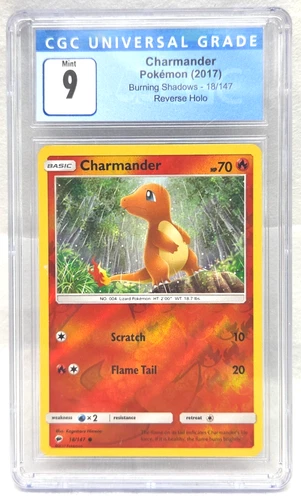 Pokémon Charmander 18/147 Burning Shadows 2017 Reverse Holo Foil CGC 9 Graded