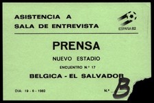 Ticket 1982 Belgium vs. Hungary World Cup 1982  48312