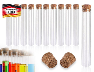 Kunststoff Reagenzgläser 10ml Set mit Holzstopfen für Experiment & Dekoration